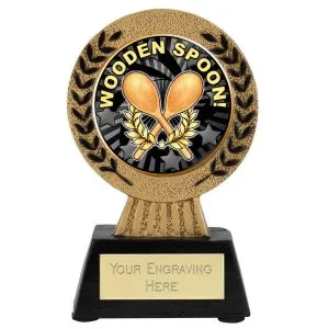 Gold Laurel Hero Booby Prize Wooden Spoon Award 11.5cm (4 5/8