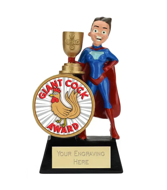 Male/Female Superhero Prize Giant Cock Award Trophy 14cm (5 1/2