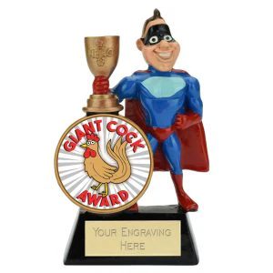Male/Female Superhero Prize Giant Cock Award Trophy 14cm (5 1/2
