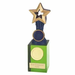 Orb Blue Star Award on a Green Crystal Merit Base