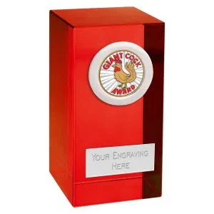 Booby Prize Giant Cock Award Colour Optical Crystal Block with Trim