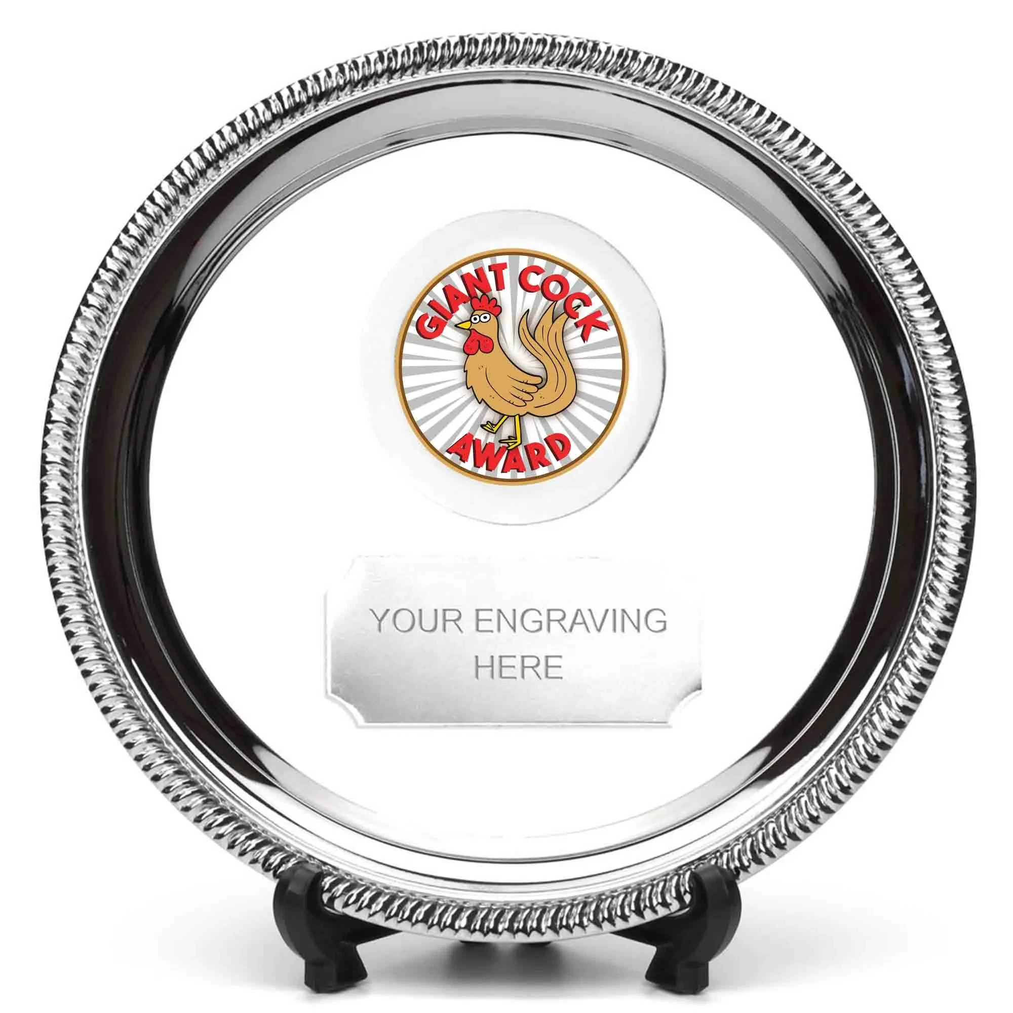 Sierra Prize Giant Cock Award Nickel Plated Silver Salver with Silver Trim
