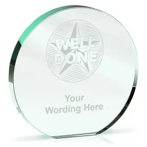 Circular Custom Engraved Well Done Star Glass Award