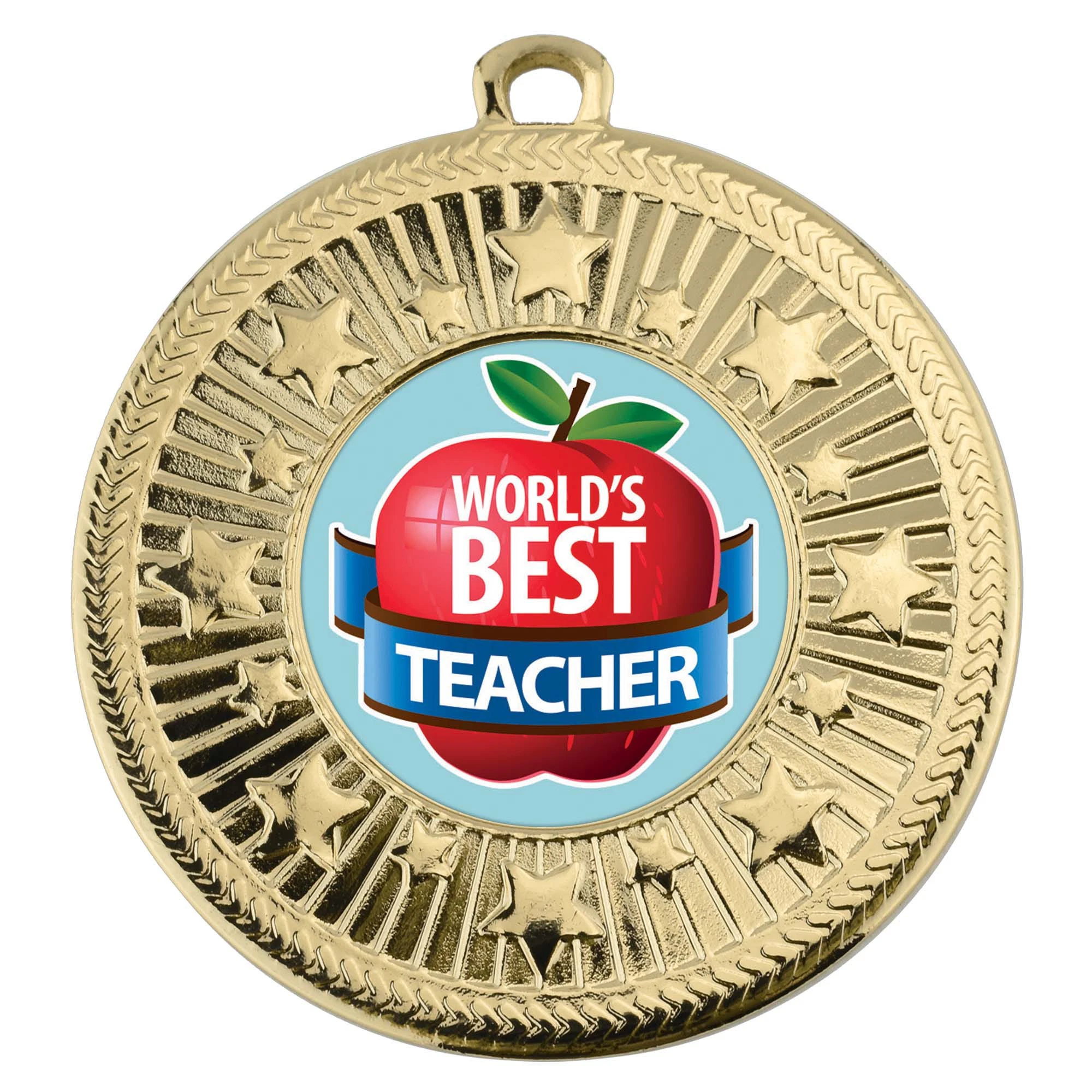 VF Star Worlds Best Teacher Apple Medal 50mm (2