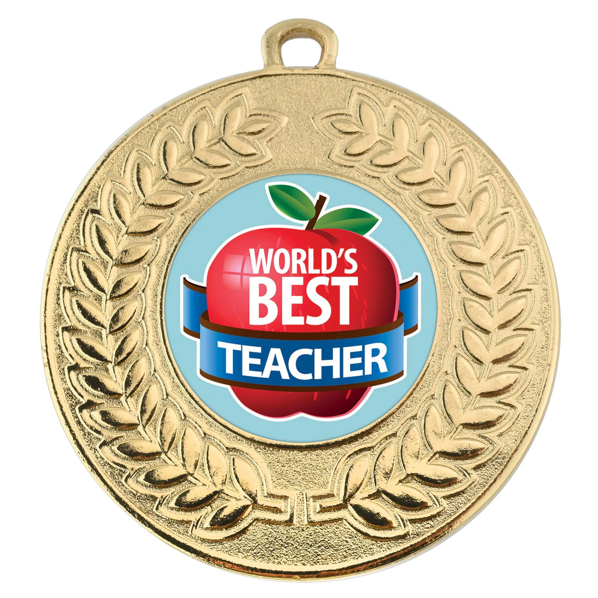 VF Contour Worlds Best Teacher Apple Medal 50mm