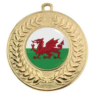 VF Contour Country Wales Flag Medal 50mm