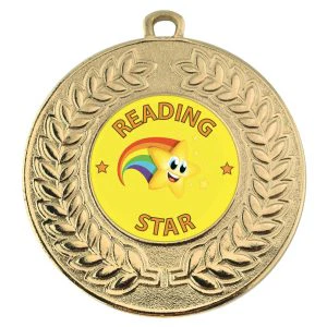 VF Contour School Reading Star Medal 50mm