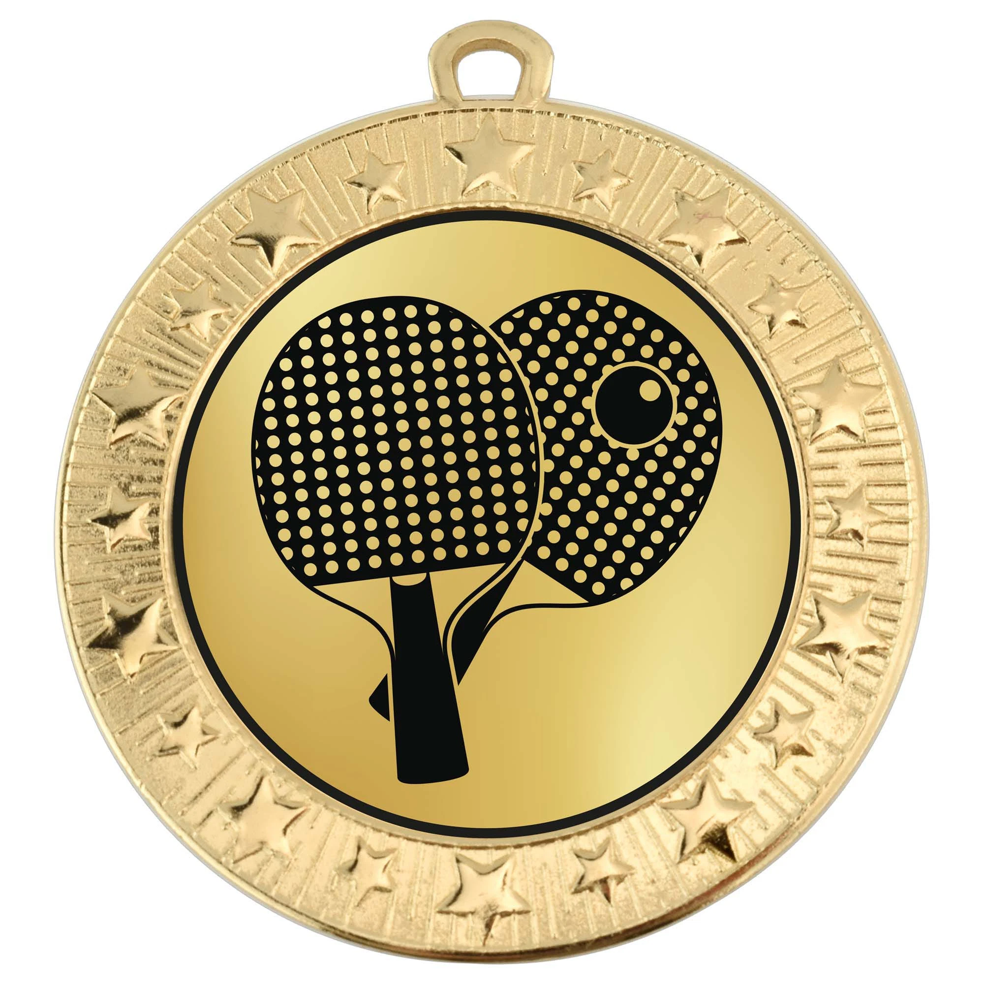 Gold VF Star Table Tennis Bats & Ball Medal 70mm