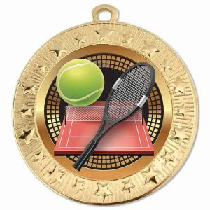Starburst Tennis Racquet Ball & Court Medal 70mm