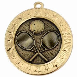 Starburst Tennis Racquets & Ball Medal 70mm