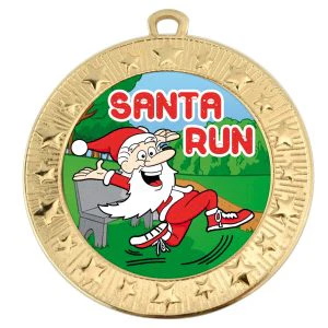 VF Star Running Santa Run Medal 70mm