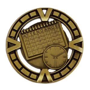 Gold Varsity Attendance Medal 65mm