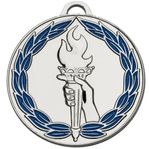 Silver Classic Colour Torch Medal 50mm (2