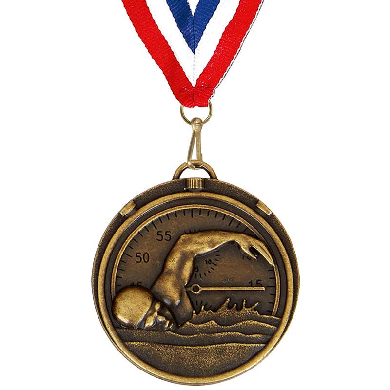 Target Swimming Medal with RWB Ribbon 50mm
