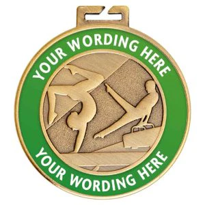 Halo Antique Gold Personalised Gymnastics Medal 50mm (2