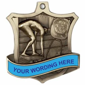 Heavyweight Personalised Shield Swimming Medal 50mm (2