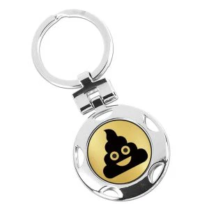 Silver Booby Prize Poo Round Keyring 40mm