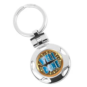 Silver Well Done Hyper Round Keyring 40mm