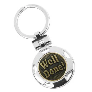 Silver Well Done Muted Round Keyring 40mm