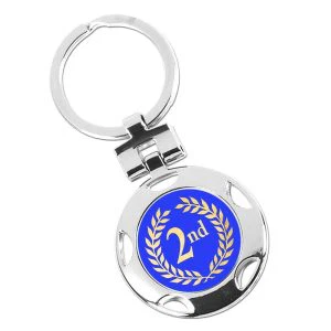 Silver Position 2nd Place Round Keyring 40mm