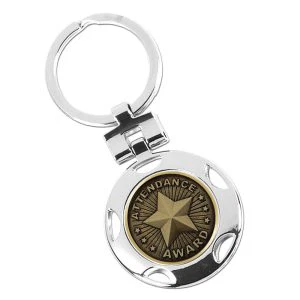 Silver Attendance Round Keyring 40mm