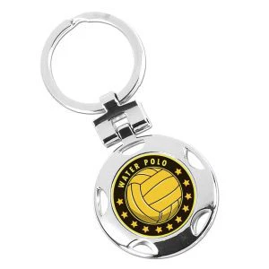 Silver Water Polo Round Keyring 40mm