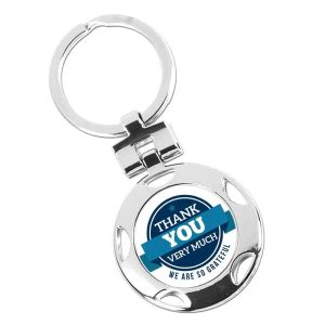 Silver Thank You Very Much Round Keyring 40mm