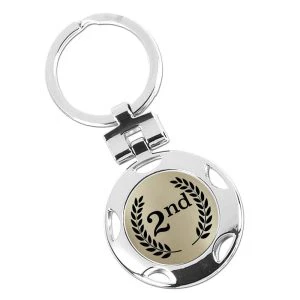 Silver Silver 2nd Place Round Keyring 40mm