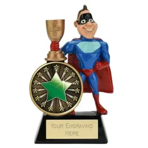 Male/Female Superhero Star Green Trophy 14cm (5 1/2