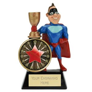 Male/Female Superhero Star Red Trophy 14cm (5 1/2