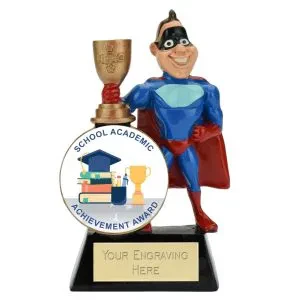 Male/Female Superhero School Academic Achievement Trophy 14cm (5 1/2