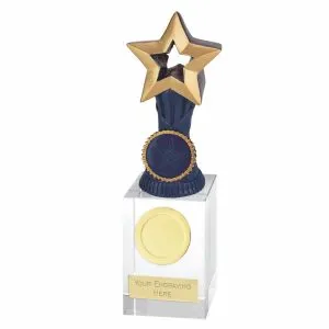 Orb Blue Star Award on a Clear Crystal Merit Base