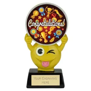 Novelty Emoji Congratulations Trophy 11cm (4 3/8
