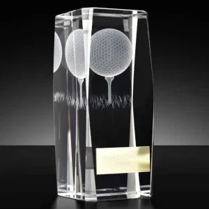 Clarity Crystal Block Golf Award 11.5cm (4.5