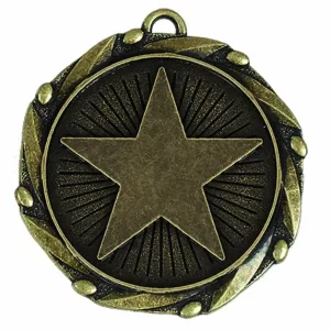 Gold Combo Star Multi Award Medal with Red, White & Blue Ribbon 45mm (1 3/4