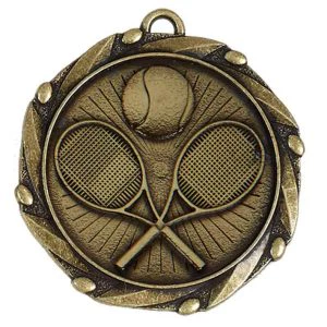 Gold Combo Tennis Medal with Red, White & Blue Ribbon 45mm (1 3/4