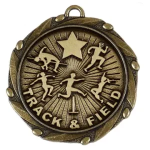 Gold Combo Track & Field Medal with Red, White & Blue Ribbon 45mm (1 3/4