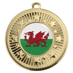 VF Star Country Wales Flag Medal 50mm (2