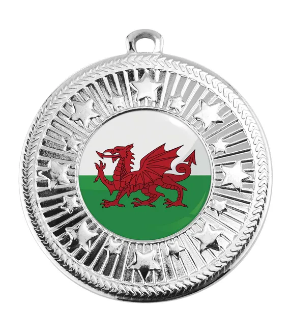 VF Star Country Wales Flag Medal 50mm (2