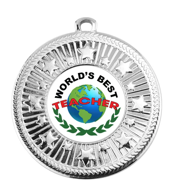 VF Star Worlds Best Teacher Medal 50mm (2