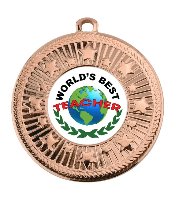 VF Star Worlds Best Teacher Medal 50mm (2