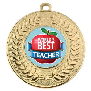 VF Contour Worlds Best Teacher Apple Medal 50mm