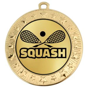 Gold VF Star Squash Word & Racquets Classic Medal 70mm
