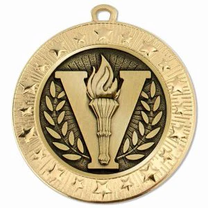 Starburst Victory Torch Big V Medal 70mm