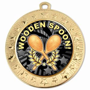 Starburst Booby Prize Wooden Spoon Medal 70mm