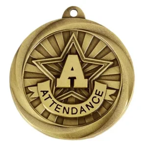 Antique Gold Globe Attendance Medal 50mm (2