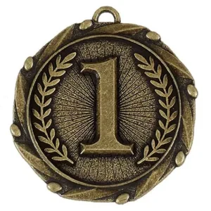 Gold Combo 1st Place Medal with Red, White & Blue Ribbon 45mm (1 3/4