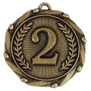 Gold Combo 2nd Place Medal with Red, White & Blue Ribbon 45mm (1 3/4