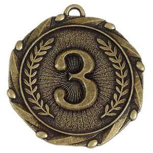 Gold Combo 3rd Place Medal with Red, White & Blue Ribbon 45mm (1 3/4