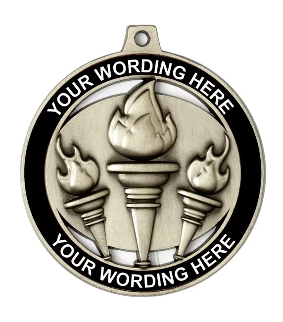 Heavyweight Personalised Victory Torch Medal 55mm (2 1/8